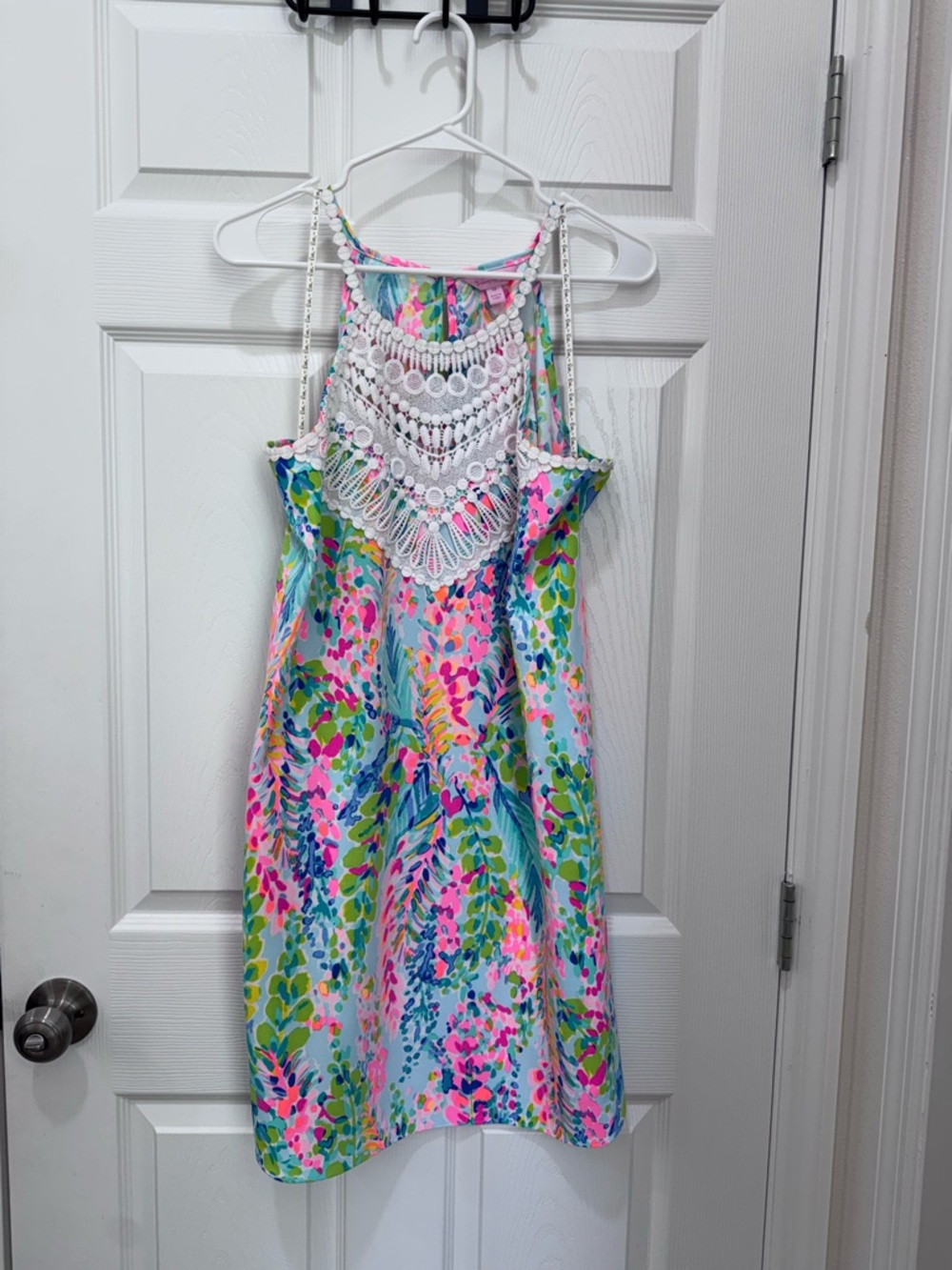 Lilly Pulitzer Multicolor Crochet-Trim Mini Dress - Pink, Blue, Green
